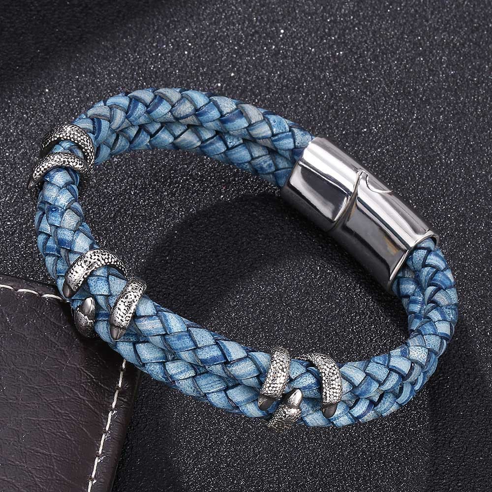 WorldNorse Dragon Claw Double Layer Bracelet - Blue & Silver - 23.5cm - image 0