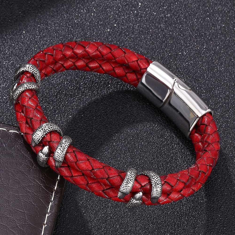 WorldNorse Dragon Claw Double Layer Bracelet - Red & Silver - 23.5cm - image 5