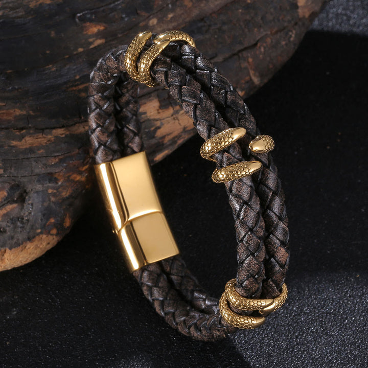 WorldNorse Dragon Claw Double Layer Bracelet - Dark Gray & Gold - 23.5cm - image 12