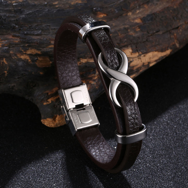 WorldNorse Number Eight Lucky Bracelet - Brown & Silver - 20.5cm - image 3
