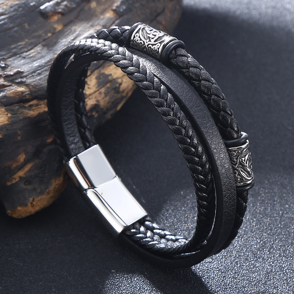 WorldNorse Triple Magnetic Clasp Bracelet - Black - 23.5cm - image 1