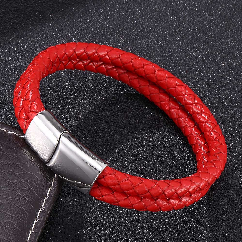 WorldNorse Double Layered Braided Bracelet - Red - 23.5cm - image 5