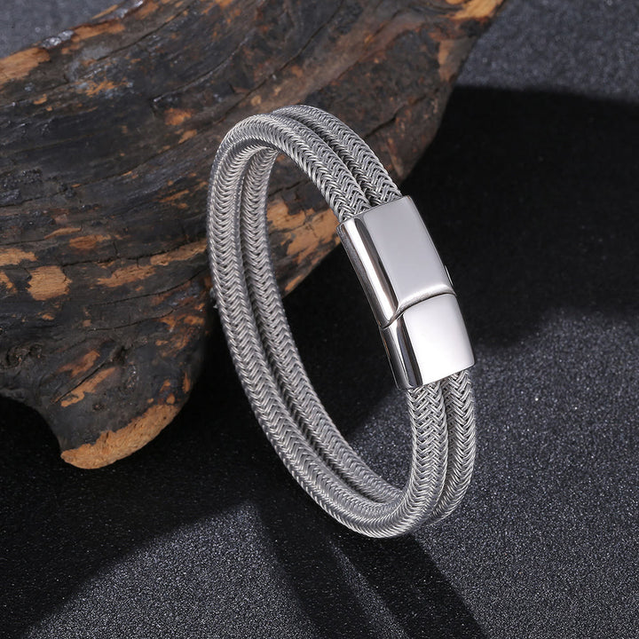 WorldNorse Double Layered Braided Bracelet - Silver - 23.5cm - image 11