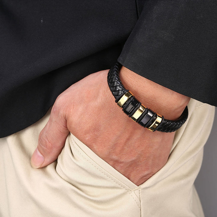 WorldNorse Black Braided Leather Bracelet - image 3