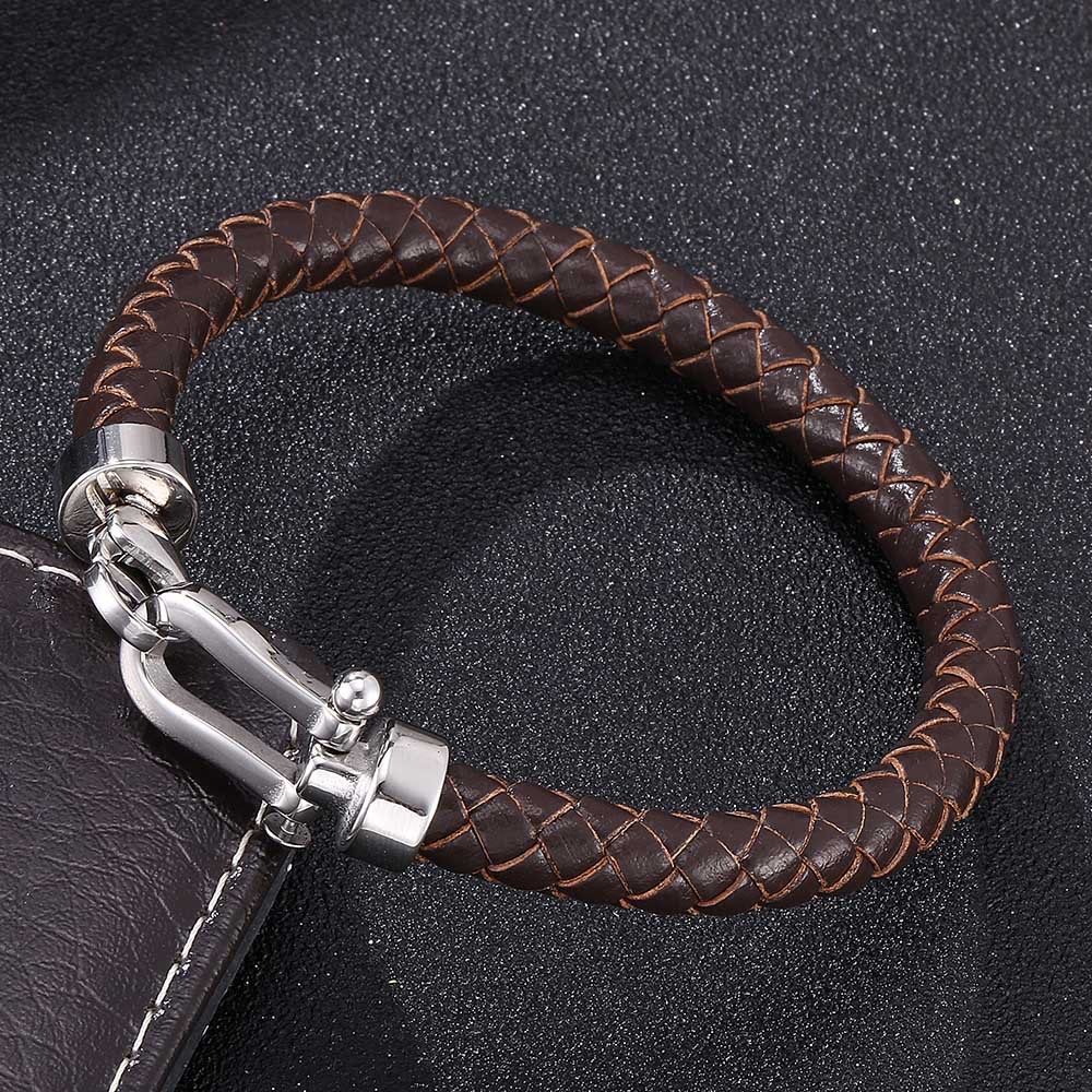 WorldNorse Lobster Claw Clasp Braided Leather Bracelet - Brown - 24cm - image 1