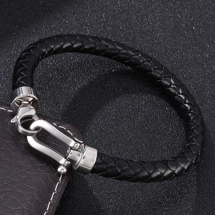 WorldNorse Lobster Claw Clasp Braided Leather Bracelet - Black - 24cm - image 4