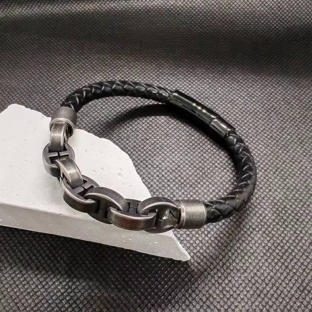 WorldNorse Viking Chain And Leather Bracelet - image 1