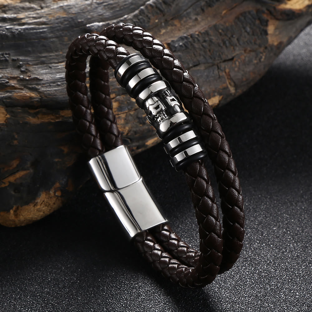 WorldNorse Ghost Head Magnetic Bracelet - Brown - 23.5cm - image 7