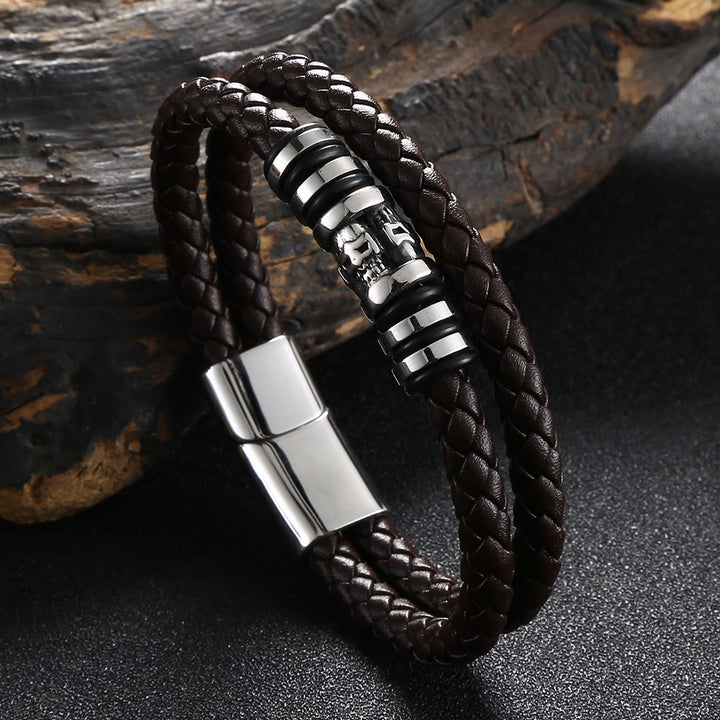 WorldNorse Ghost Head Magnetic Bracelet - Brown - 23.5cm - image 7