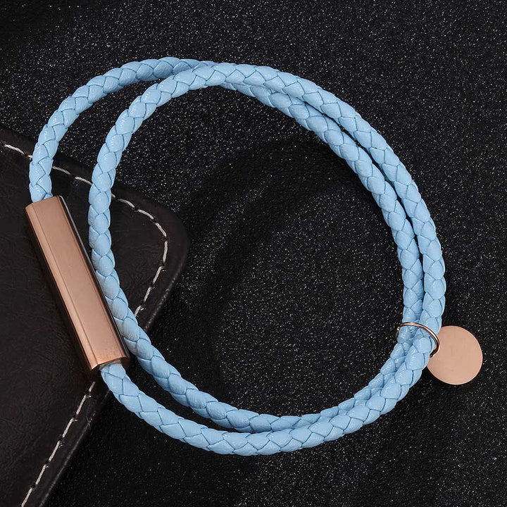 WorldNorse Leather With Rose Gold Accents Magnetic Bracelet - Sky Blue - 45.5cm - image 3