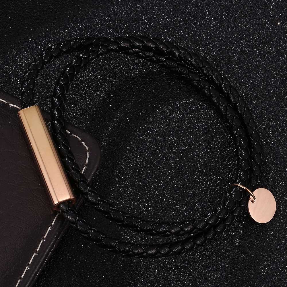 WorldNorse Leather With Rose Gold Accents Magnetic Bracelet - Black - 45.5cm - image 6