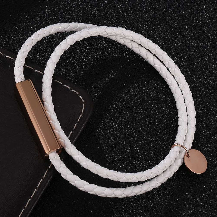 WorldNorse Leather With Rose Gold Accents Magnetic Bracelet - White - 45.5cm - image 7
