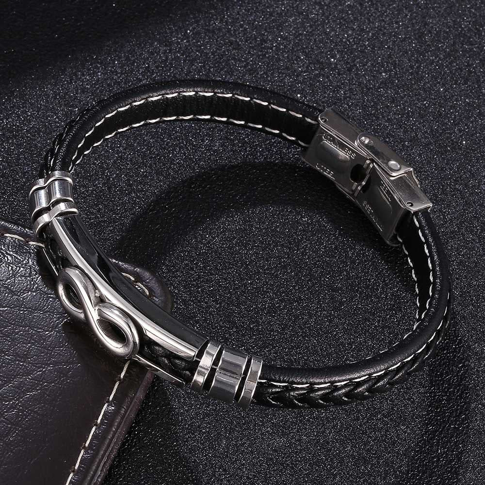 WorldNorse Infinity Eight Leather Bracelet - Black - 22.5cm - image 0