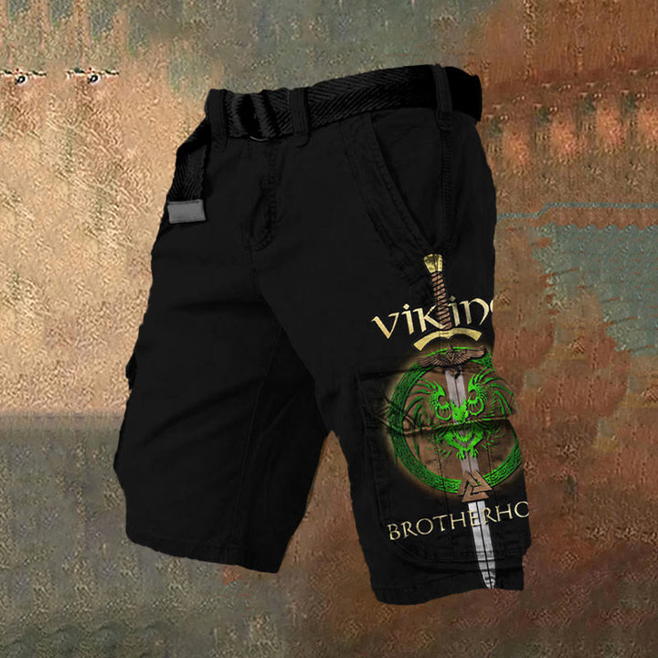WorldNorse Viking Raven Sword Cargo Shorts - US/UK/AU50，EU60 (5XL) - image 1