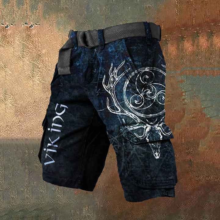 WorldNorse Viking Printed Blue Cargo Shorts - US/UK/AU50，EU60 (5XL) - image 1