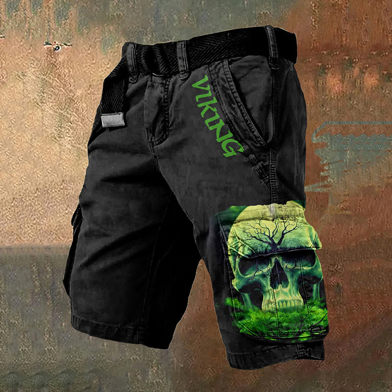 WorldNorse Viking Green Skull Cargo Shorts - US/UK/AU50，EU60 (5XL) - image 0