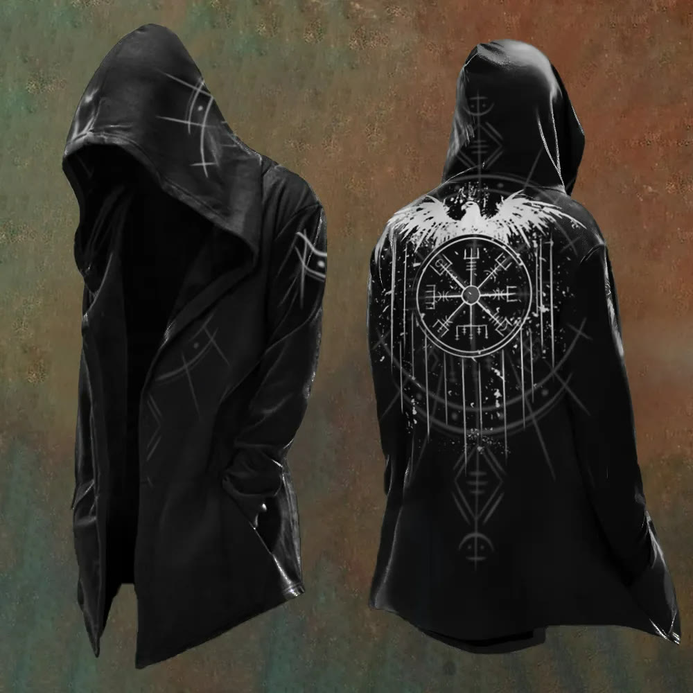 WorldNorse Viking Vegvisir Raven Hooded Jacket  - US/UK/AU48，EU58 (4XL) - image 1