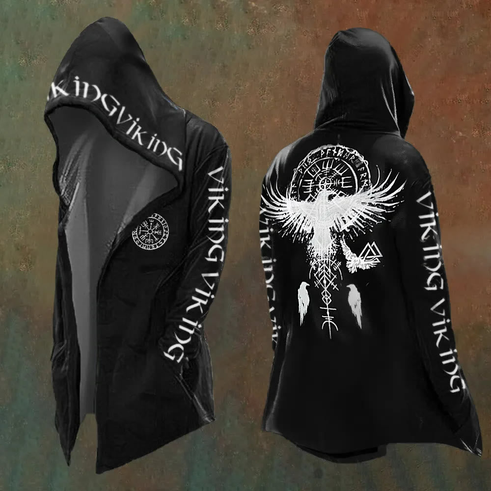 WorldNorse Men's  Vegvisir Raven Black Hooded Jacket - US/UK/AU48，EU58 (4XL) - image 1