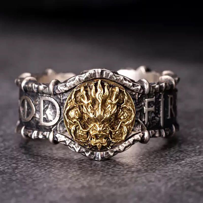 WorldNorse 925 Sterling Silver Vintage Dragon Emblem Ring - UK Size V1/2 (US 11)—UK Size Y (US 12) - image 1