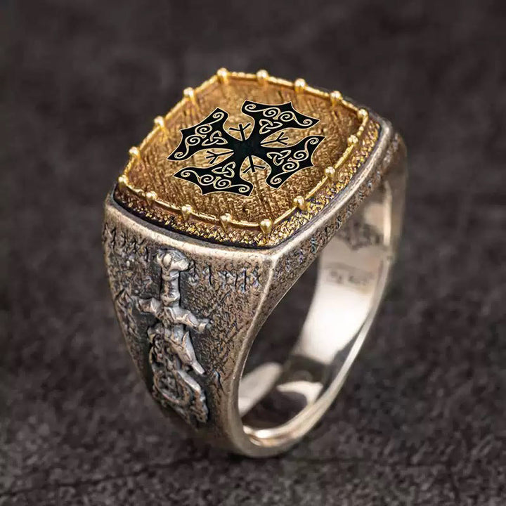 WorldNorse Handcrafted 925 Silver Celtic Cross Mjolnir Ring - Mjolnir - UK Size Y（US 12） - NO THANKS - image 0