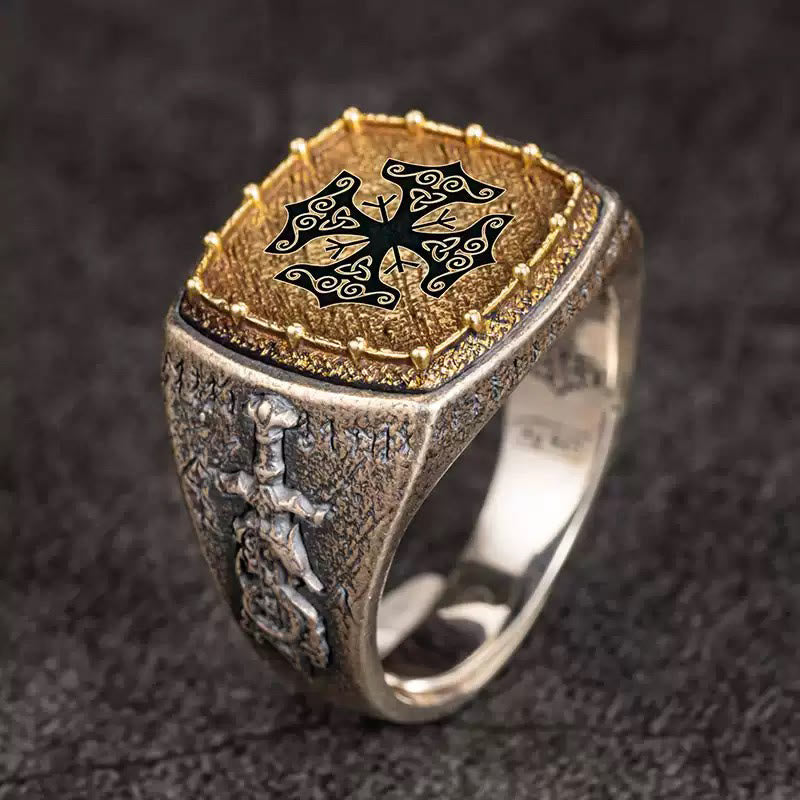 WorldNorse 925 Sterling Silver Celtic Cross Mjolnir Ring - Mjolnir - UK Size Y（US 12） - image 1