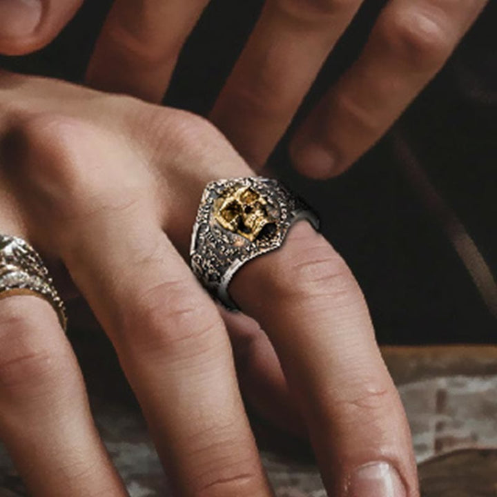 WorldNorse 925 Sterling Silver Gothic Skull Engraved Ring - image 5