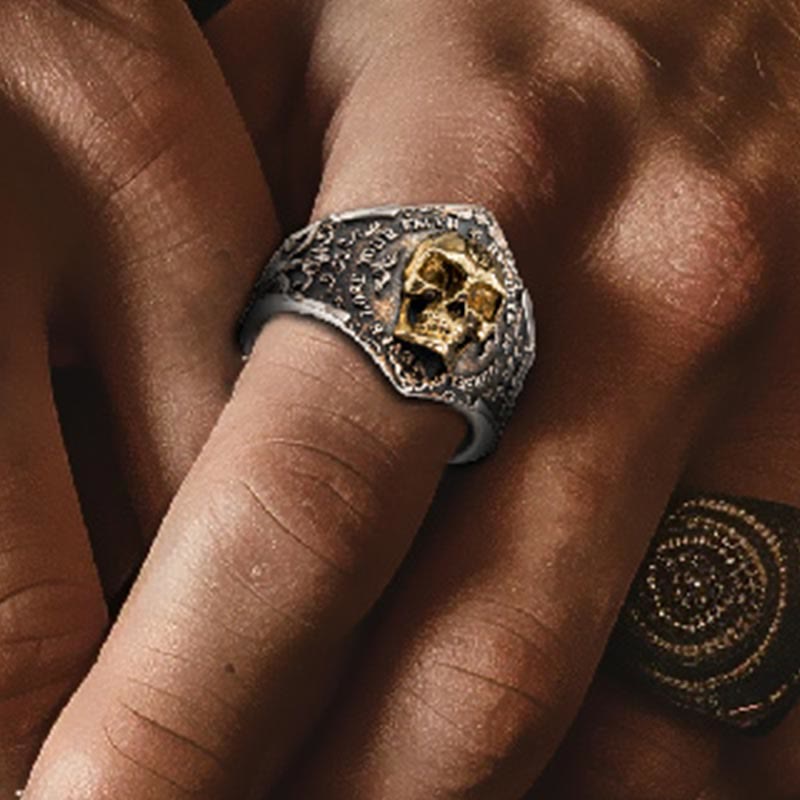 WorldNorse Handcrafted 925 Silver Gothic Skull Engraved Ring - image 6