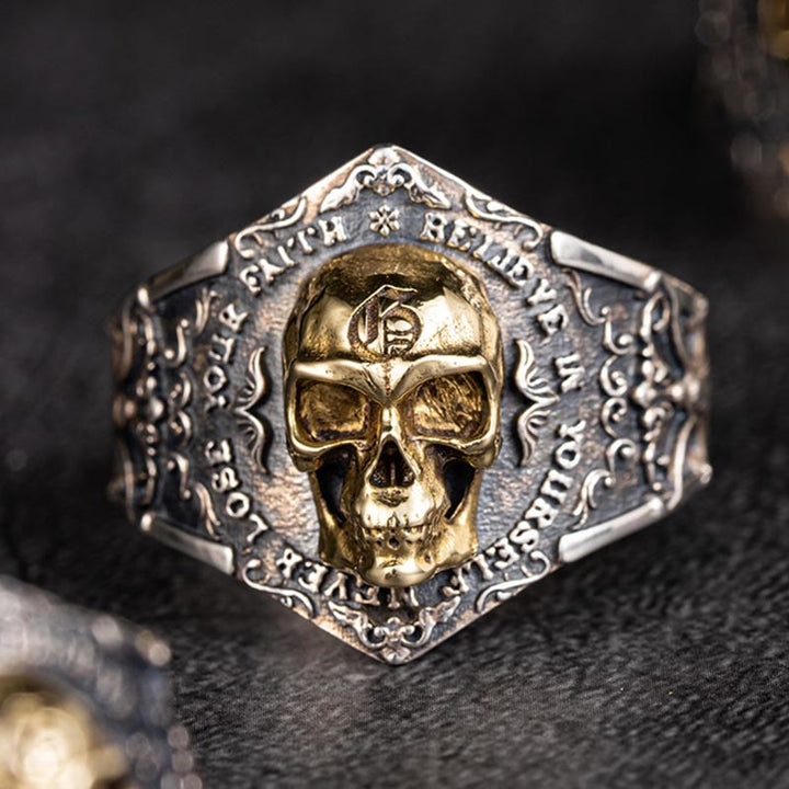 WorldNorse 925 Sterling Silver Gothic Skull Engraved Ring - UK Size V1/2 (US 11)—UK Size Y (US 12) - image 0