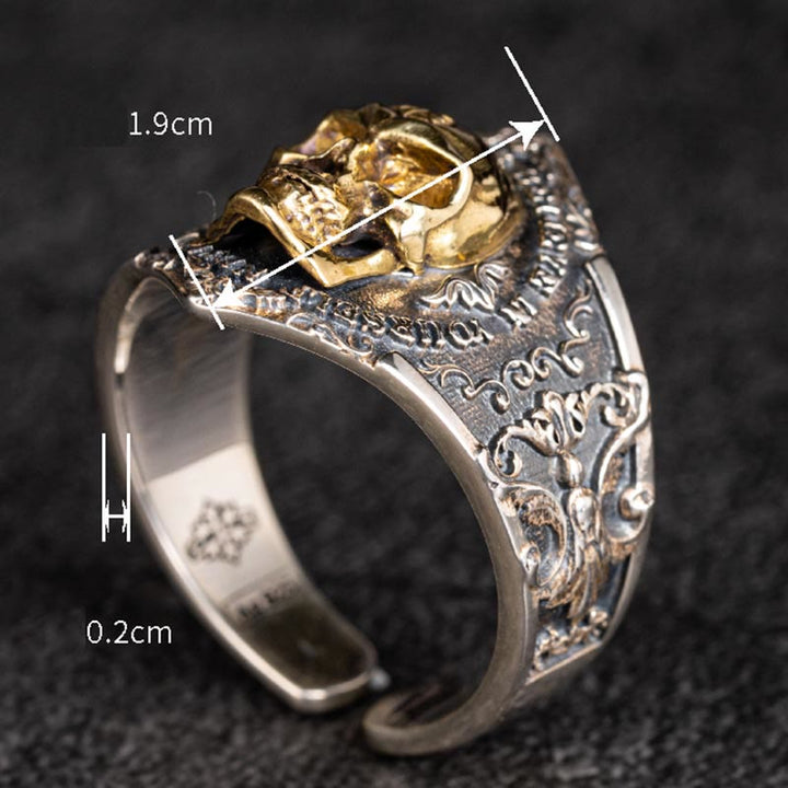 WorldNorse 925 Sterling Silver Gothic Skull Engraved Ring - image 11