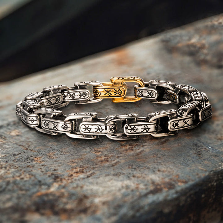 WorldNorse Rune Engraved U Shaped Bracelet - 23cm - image 0