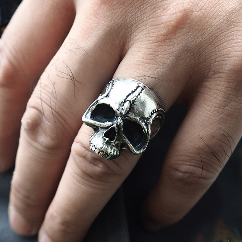 WorldNorse Handcrafted 925 Silver Snake Plate Skull Ring - image 3