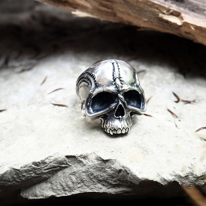 WorldNorse 925 Sterling Silver Snake Plate Skull Ring - image 7