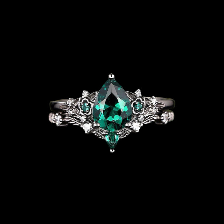 WorldNorse Nordic Floral Alexandrite Ring Set - Emerald - UK Size T1/2（US 10） - image 12