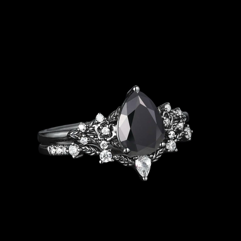 WorldNorse Nordic Floral Alexandrite Ring Set - Obsidian - UK Size T1/2（US 10） - image 16