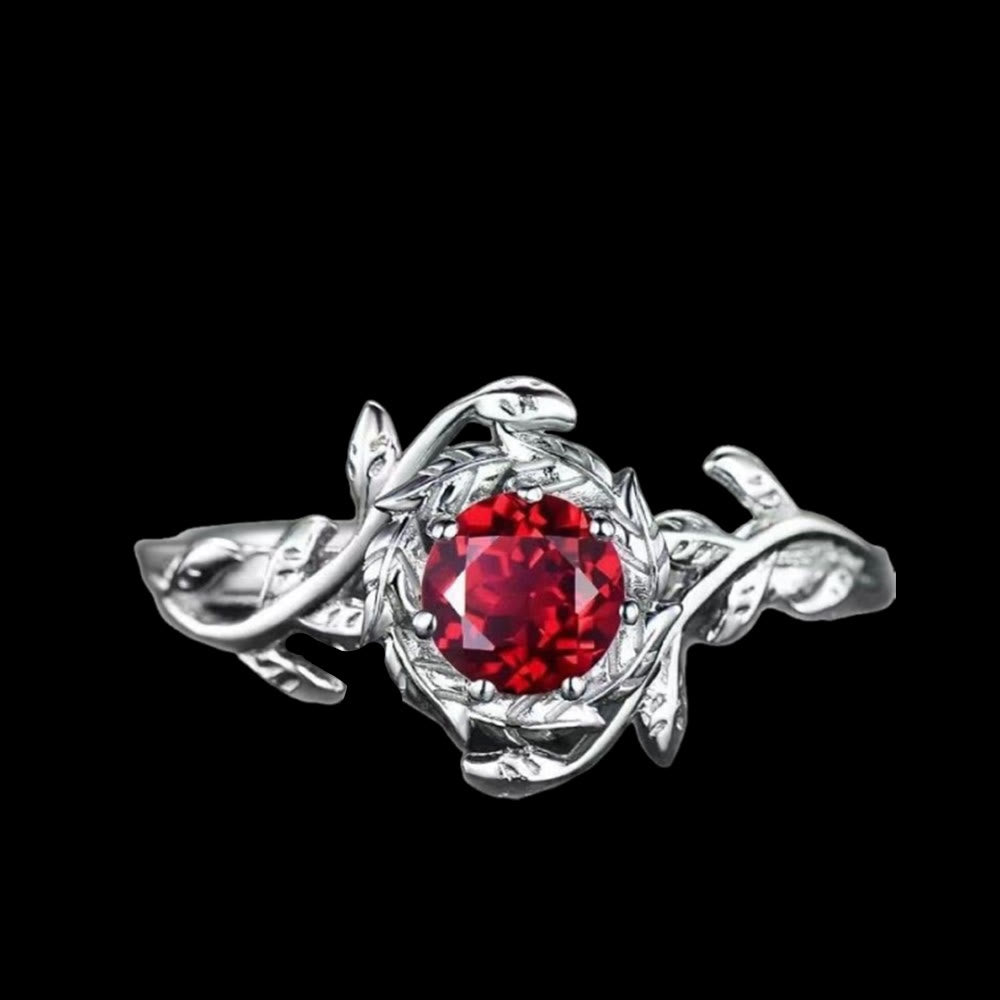 WorldNorse Freyja's Flame Leaf Wreath Garnet Ring - UK Size T1/2（US 10） - image 0