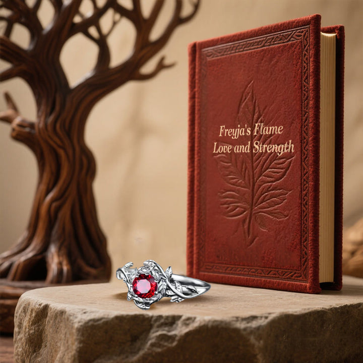 WorldNorse Freyja's Flame Leaf Wreath Garnet Ring - image 5