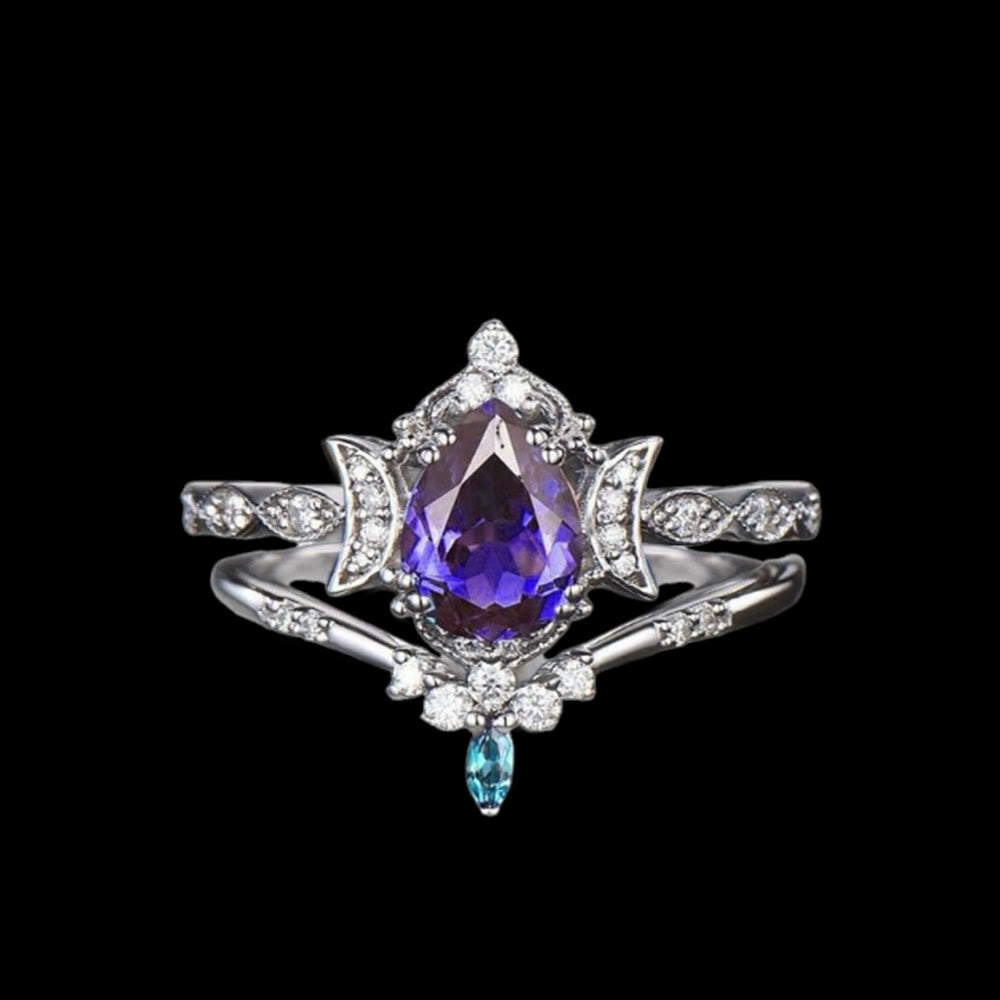 WorldNorse Moonspire Of Freyja Triple Moon Amethyst Ring - UK Size T1/2（US 10） - image 1