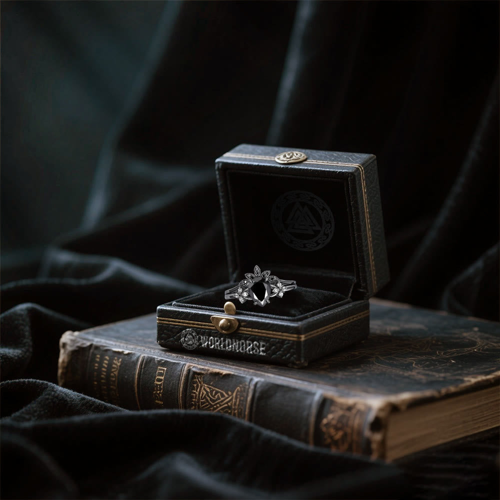 WorldNorse Black Onyx Tear Crown Ring Set - image 5