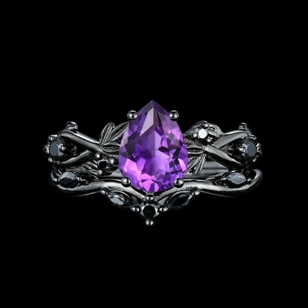 WorldNorse Drop Of Yggdrasil Two Piece Ring Set - Amethyst - UK Size T1/2（US 10） - image 6