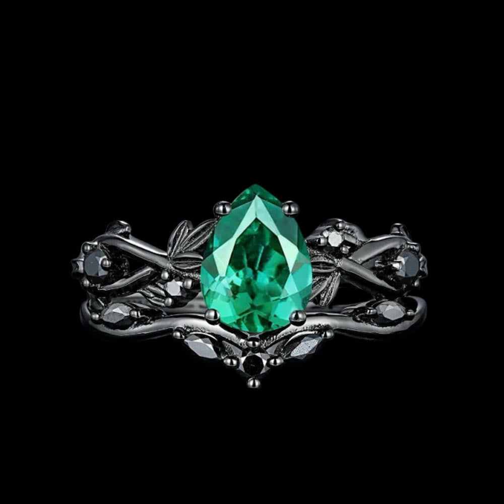 WorldNorse Drop Of Yggdrasil Two Piece Ring Set - Emerald - UK Size T1/2（US 10） - image 16