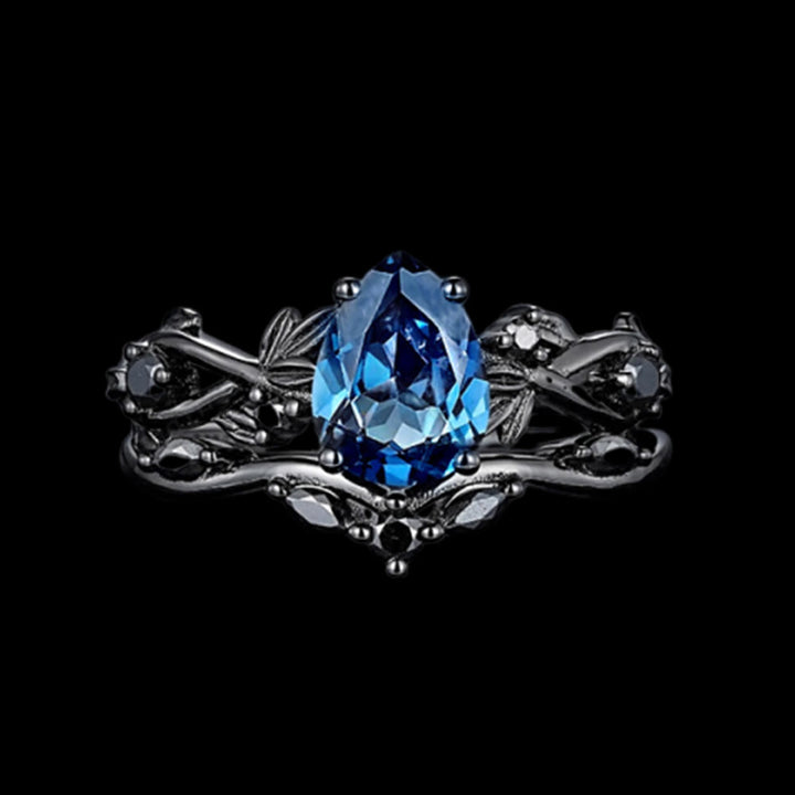 WorldNorse Drop Of Yggdrasil Two Piece Ring Set - Aquamarine - UK Size T1/2（US 10） - image 1