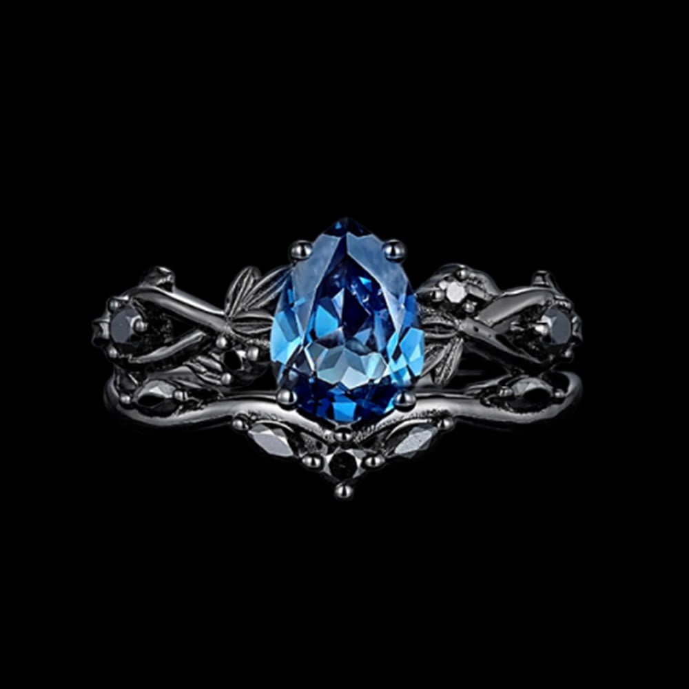 WorldNorse Drop Of Yggdrasil Two Piece Ring Set - Aquamarine - UK Size T1/2（US 10） - image 0