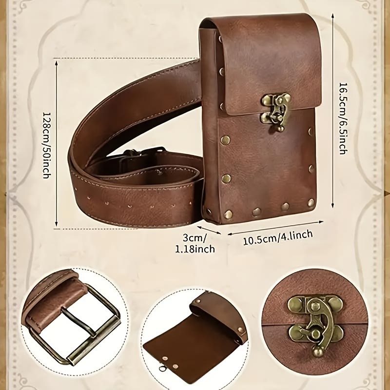 WorldNorse Medieval Belt Pouch Phone Leather Waist Bag - image 3