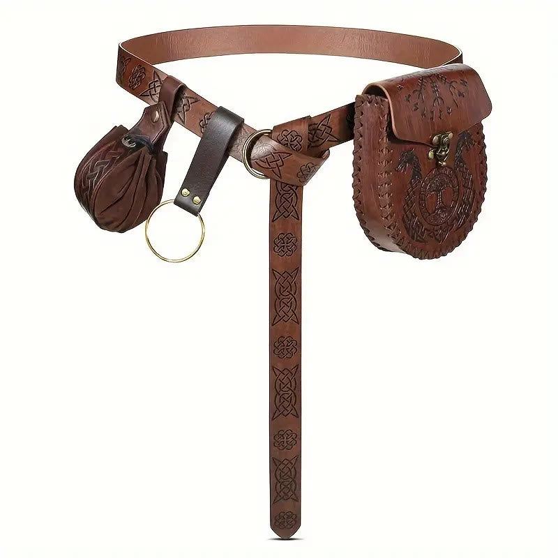 WorldNorse Vintage Coin Purse Dragon Yggdrasil Waist Bag Set - Belt + Bag + Accessories + Waist Bag - image 0