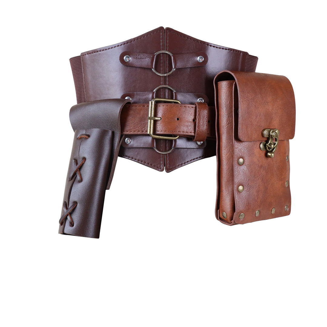 WorldNorse Renaissance Costume Accessories Waist Bag - Belt + Bag + Scabbard - Brown - image 9