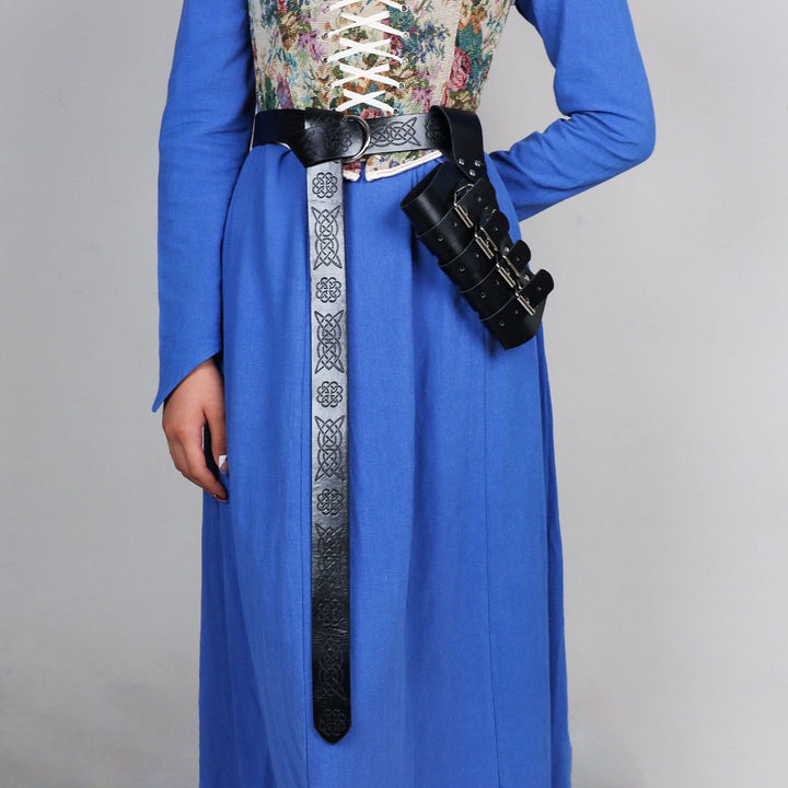 WorldNorse Medieval Knight Viking Sword Belt Sheath - Embossed Belt + Scabbard - Black - image 12