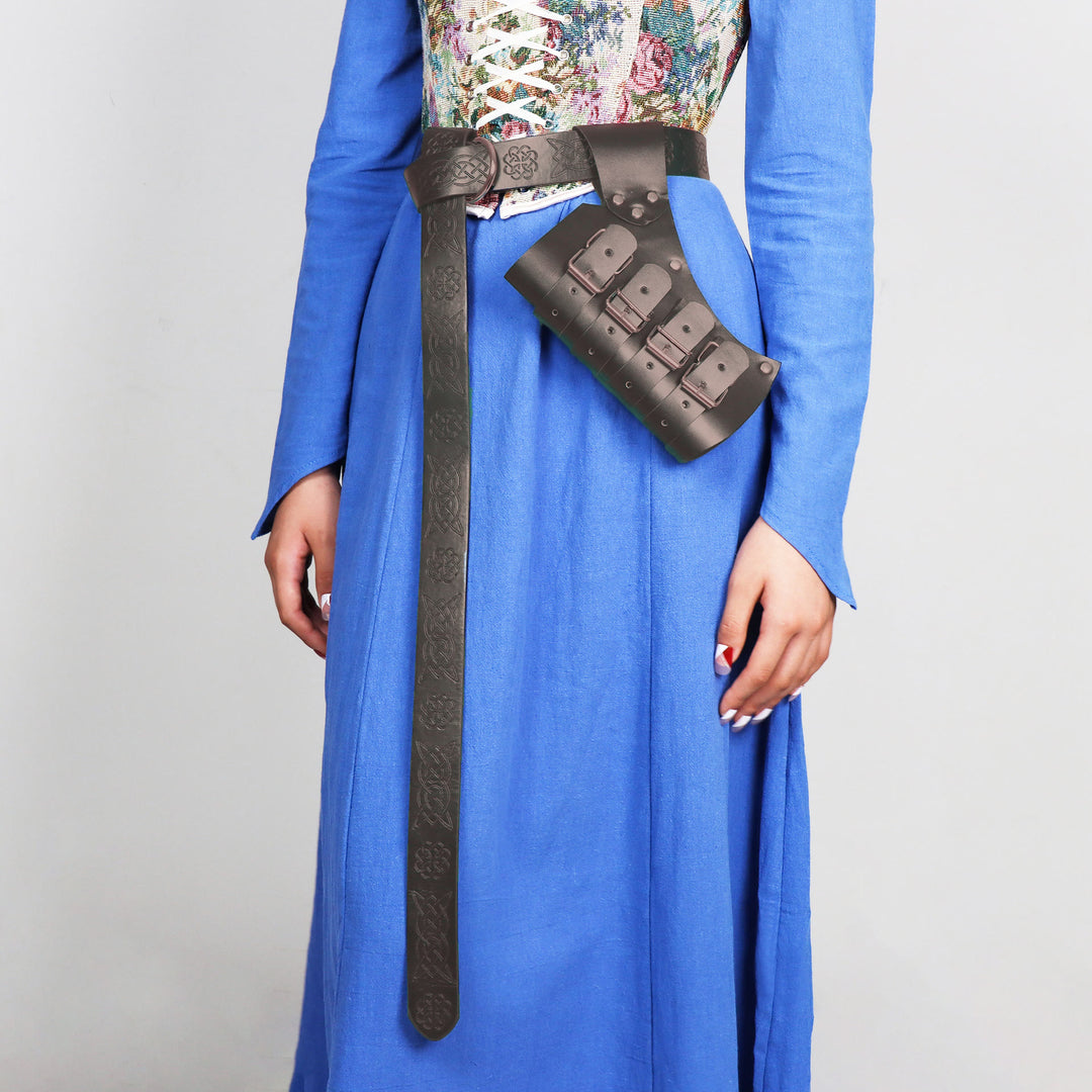 WorldNorse Medieval Knight Viking Sword Belt Sheath - Embossed Belt + Scabbard - Brown - image 10