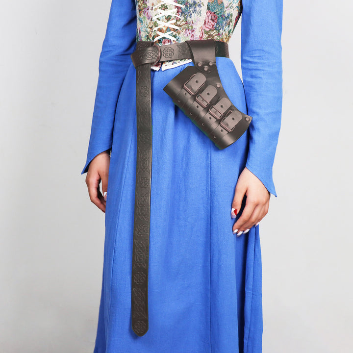 WorldNorse Medieval Knight Viking Sword Belt Sheath - Embossed Belt + Scabbard - Brown - image 10