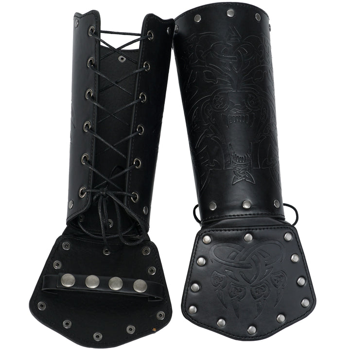 WorldNorse Viking Wolf Triquetra Leather Arm Bracers - image 14
