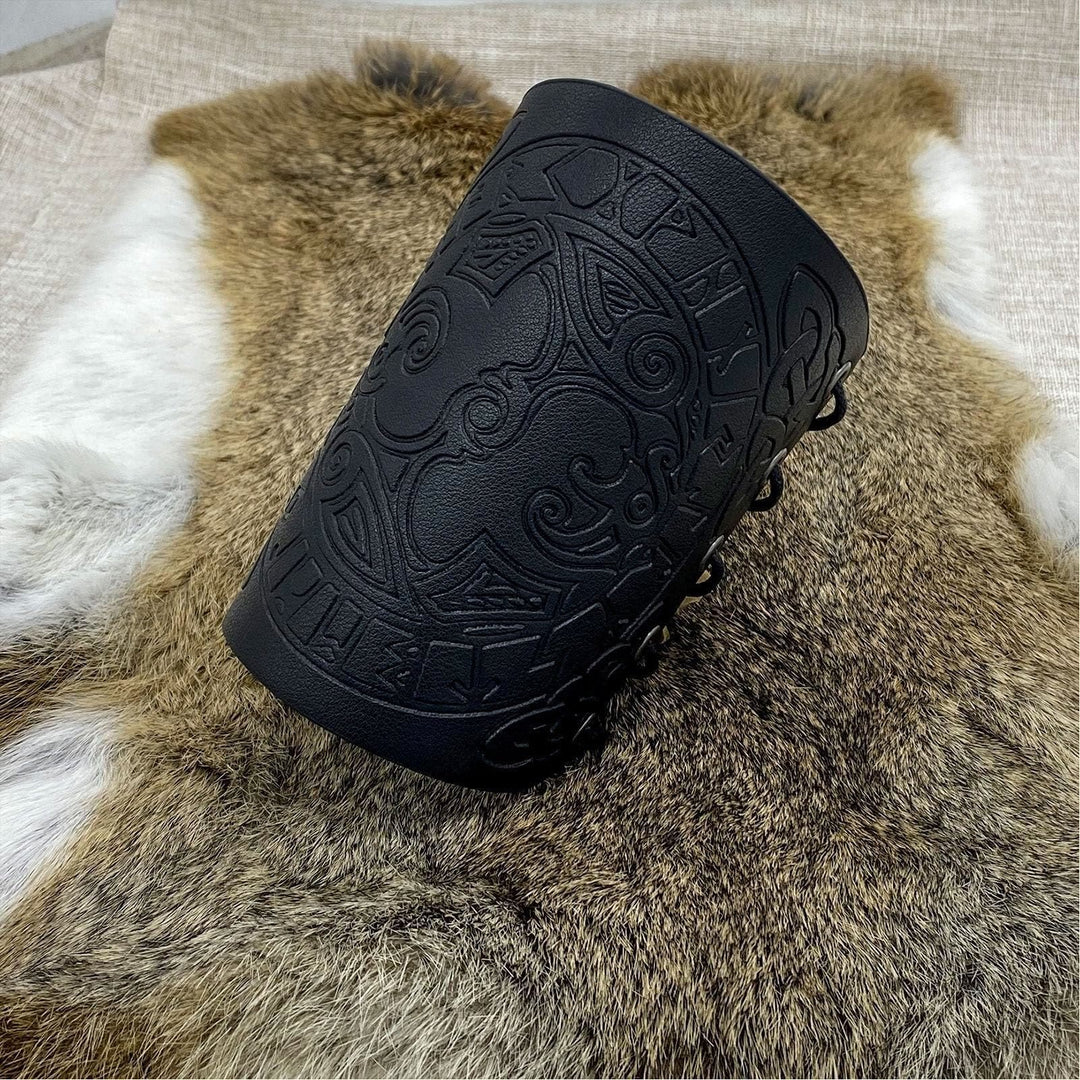 WorldNorse Mythology Odin's Raven Rune Leather Arm Bracers - image 7